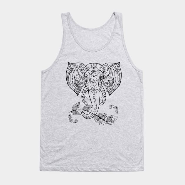 Indian elephant head Tank Top by Artist Natalja Cernecka